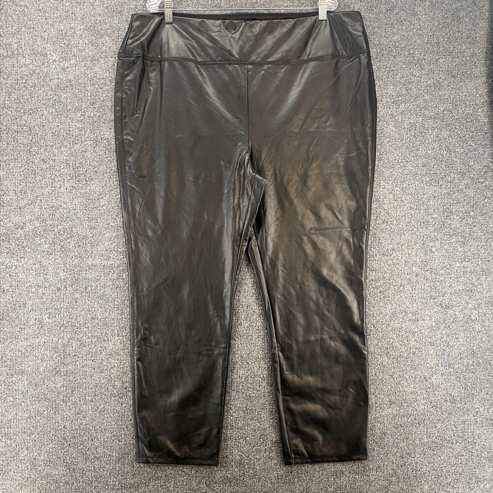 Soft Surroundings Leggings‎ Womens 2X Black Faux Leather Pull On Skinny Ladies